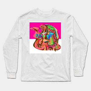 gamera the tortoise kaiju ecopop in mexican patterns art mutant Long Sleeve T-Shirt